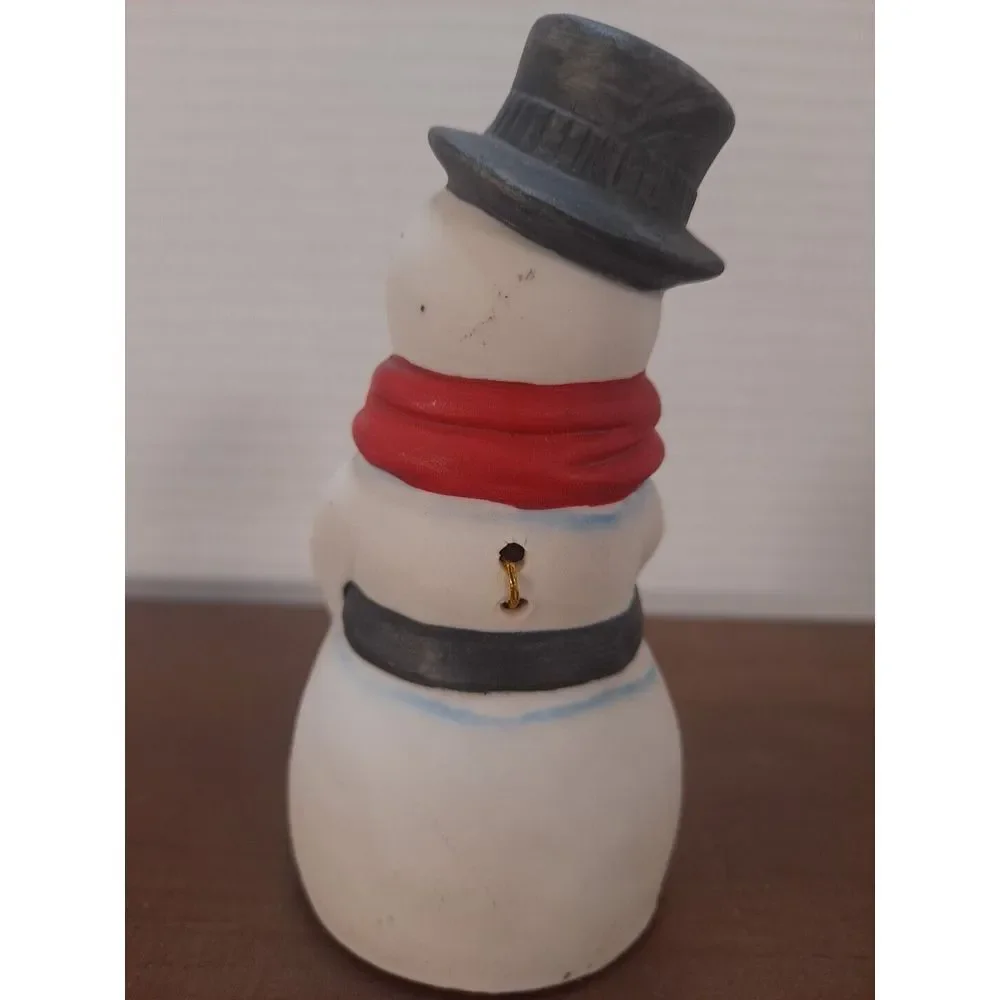 Vintage FEI‎ Snowman Christmas Ceramic Bell Holiday Décor 4 Inches Tall